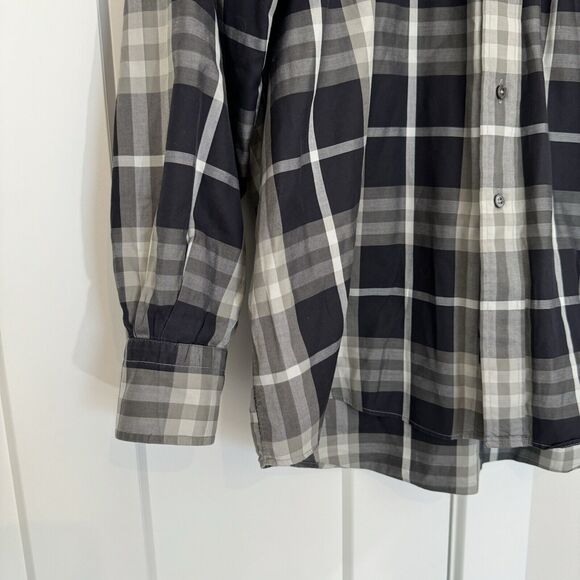 Burberry Brit Black Grey Nova Check Cotton Button Down Long Sleeve Shirt Large - Picture 3 of 7
